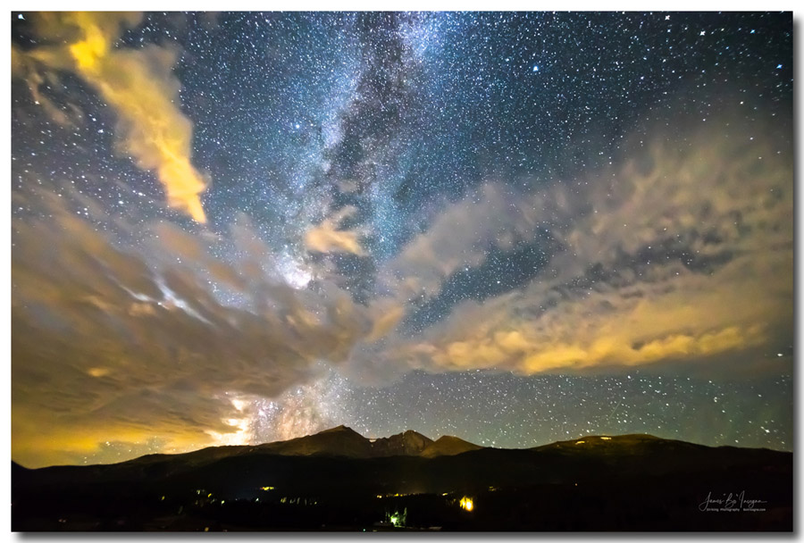 Longs Peak Milky Way Wings Art Print