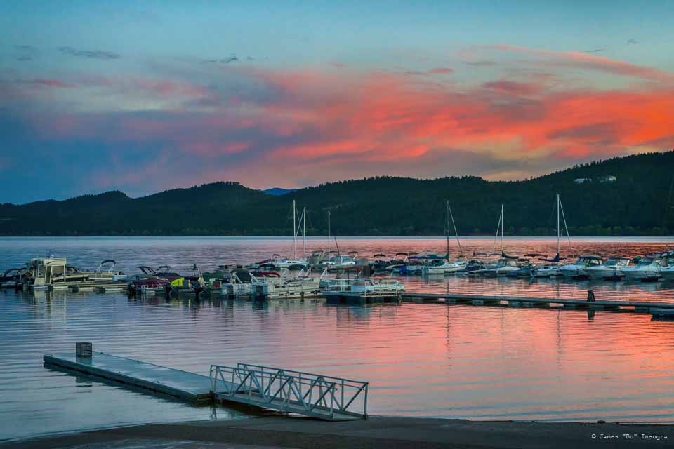 Carter Lake Mountain Lake Marina Sunset Art Print